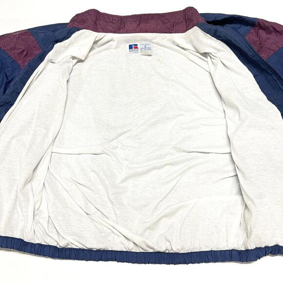 Vintage Russell Athletic Windbreaker Full Zip Jacket Navy Blue Maroon Track Sz L - Picture 4 of 10